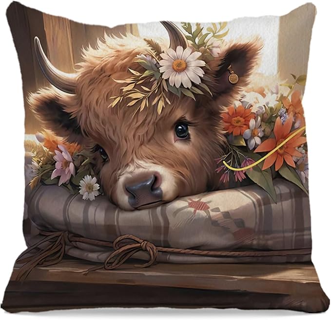 Highland Cow Throw Pillow